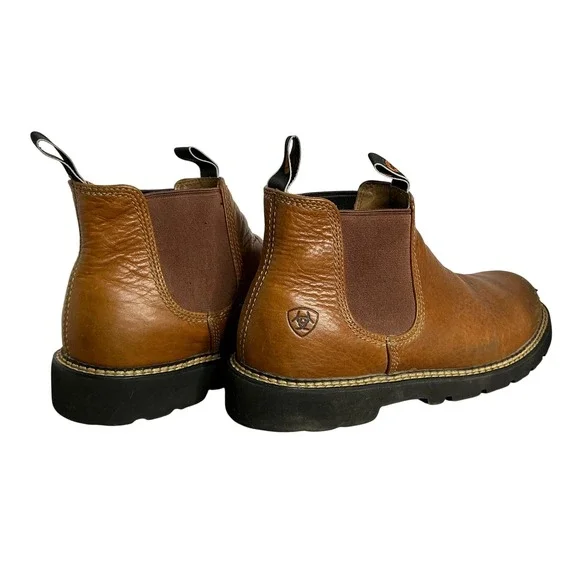 Ariat Men's Leather Work Chelsea Boots Brown Pull-On Slip-On US 11D Rugged Sole - Picture 4 of 12